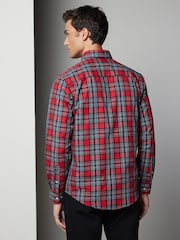 Red Tartan Check Regular Fit Easy Iron Button Down Oxford Shirt - Image 3 of 8