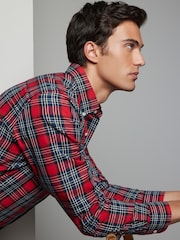 Red Tartan Check Regular Fit Easy Iron Button Down Oxford Shirt - Image 4 of 8