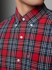 Red Tartan Check Regular Fit Easy Iron Button Down Oxford Shirt - Image 5 of 8