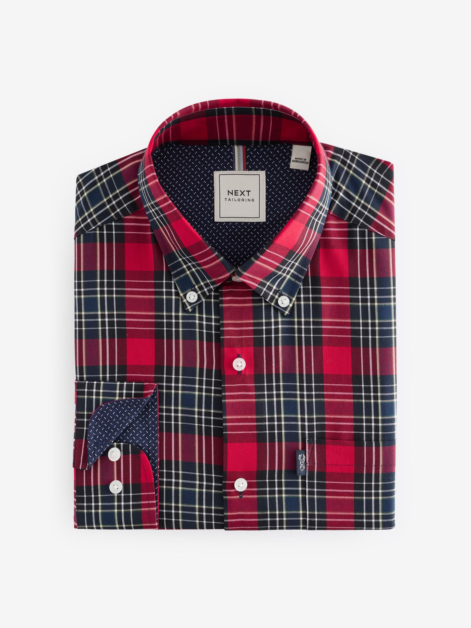 Buy Red Tartan Check Regular Fit Easy Iron Button Down