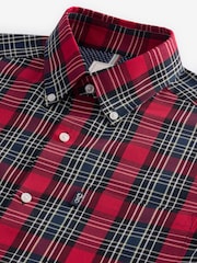 Red Tartan Check Regular Fit Easy Iron Button Down Oxford Shirt - Image 8 of 8