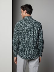 Green Floral Print Regular Fit 100% Cotton Long Sleeves Single Cuff Formal Shirt - Image 3 of 7
