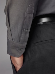 Charcoal Grey Regular Fit 100% Cotton Twill Long Sleeve Single Cuff Shirt - Image 6 of 8