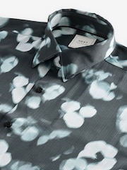 Black/White Regular Fit Sheer Long Sleeve Single Cuff Shirt - Image 3 of 5