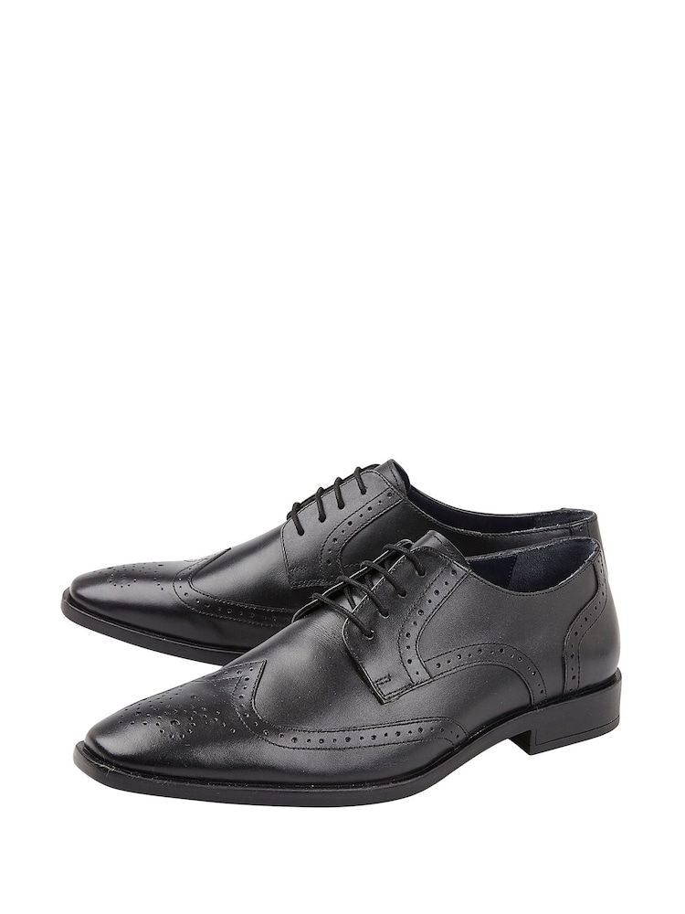 Lotus Charcole Black Leather Lace-Up Brogues - Image 2 of 4