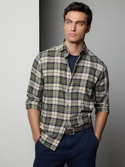 Green Check Brushed 100% Cotton Flannel Shirt - Image 2 of 7