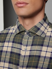 Green Check Brushed 100% Cotton Flannel Shirt - Image 4 of 7