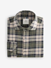Green Check Brushed 100% Cotton Flannel Shirt - Image 5 of 7