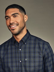 Black Watch Gingham Regular Fit Easy Iron Long Sleeve Single Cuff Oxford Shirt - Image 4 of 9