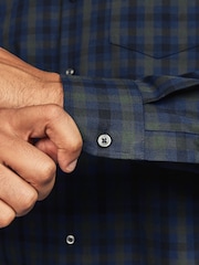 Black Watch Gingham Regular Fit Easy Iron Long Sleeve Single Cuff Oxford Shirt - Image 6 of 9