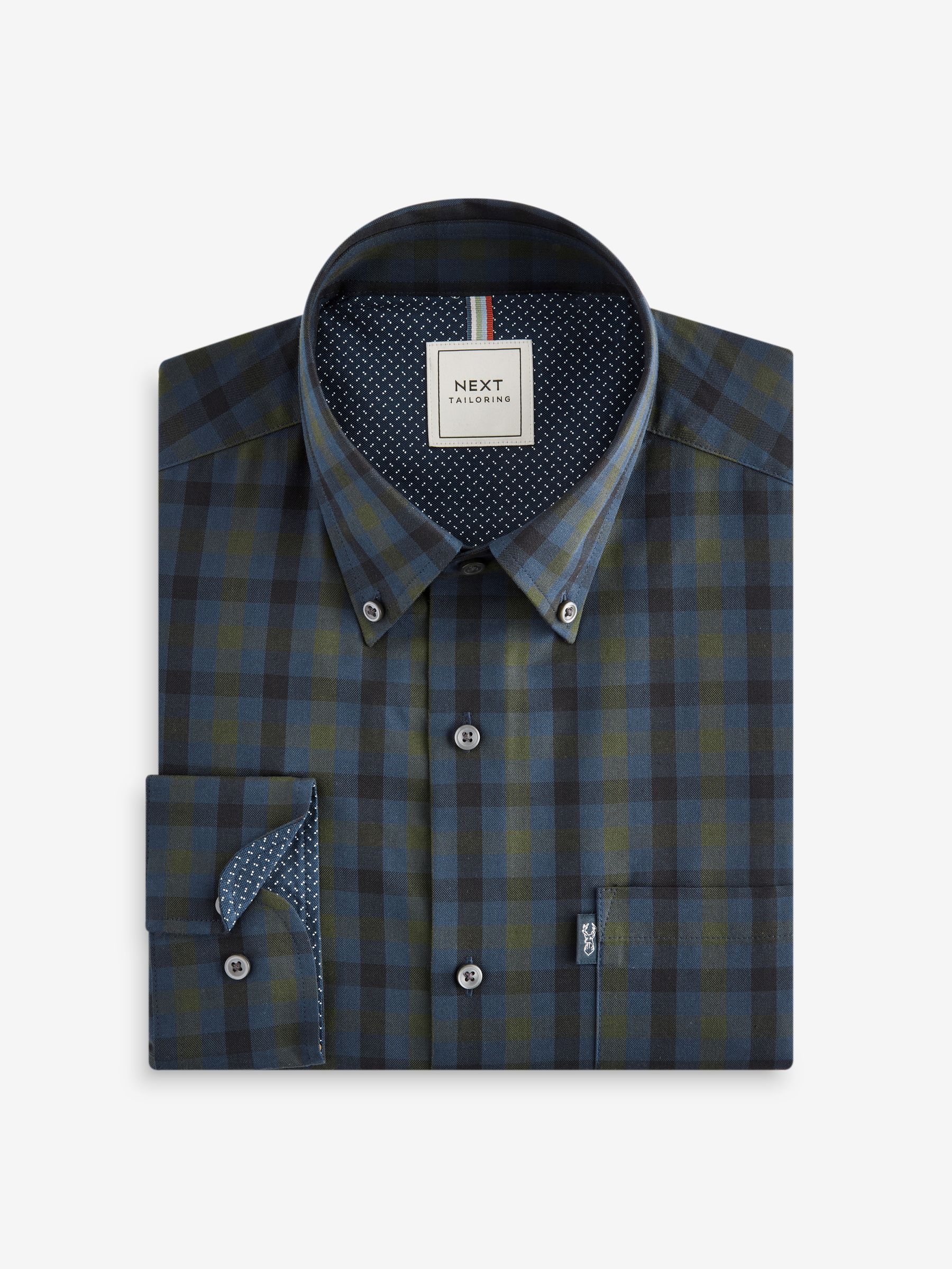 Buy Black Watch Gingham Regular Fit Easy Iron Long Sleeve