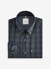 Black Watch Gingham Regular Fit Easy Iron Long Sleeve Single Cuff Oxford Shirt - Image 7 of 9