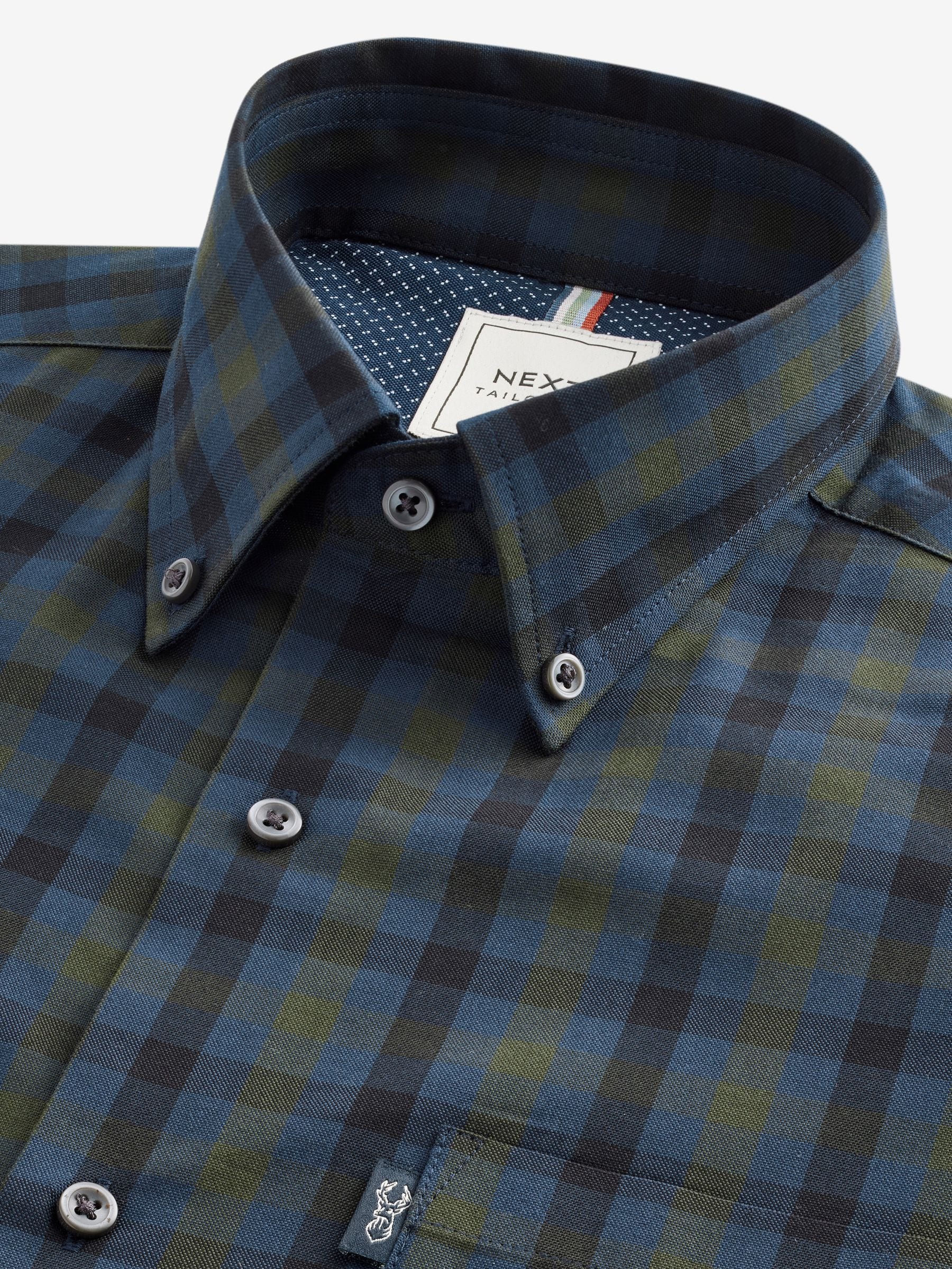 Buy Black Watch Gingham Regular Fit Easy Iron Long Sleeve