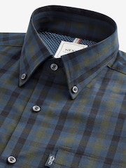 Black Watch Gingham Regular Fit Easy Iron Long Sleeve Single Cuff Oxford Shirt - Image 8 of 9