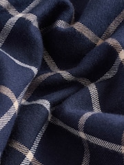 Navy Blue Tattersall Brushed 100% Cotton Flannel Shirt - Image 8 of 8