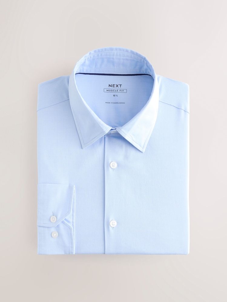 Light Blue Muscle Fit Muscle Fit Textured Shirt - Image 1 of 3