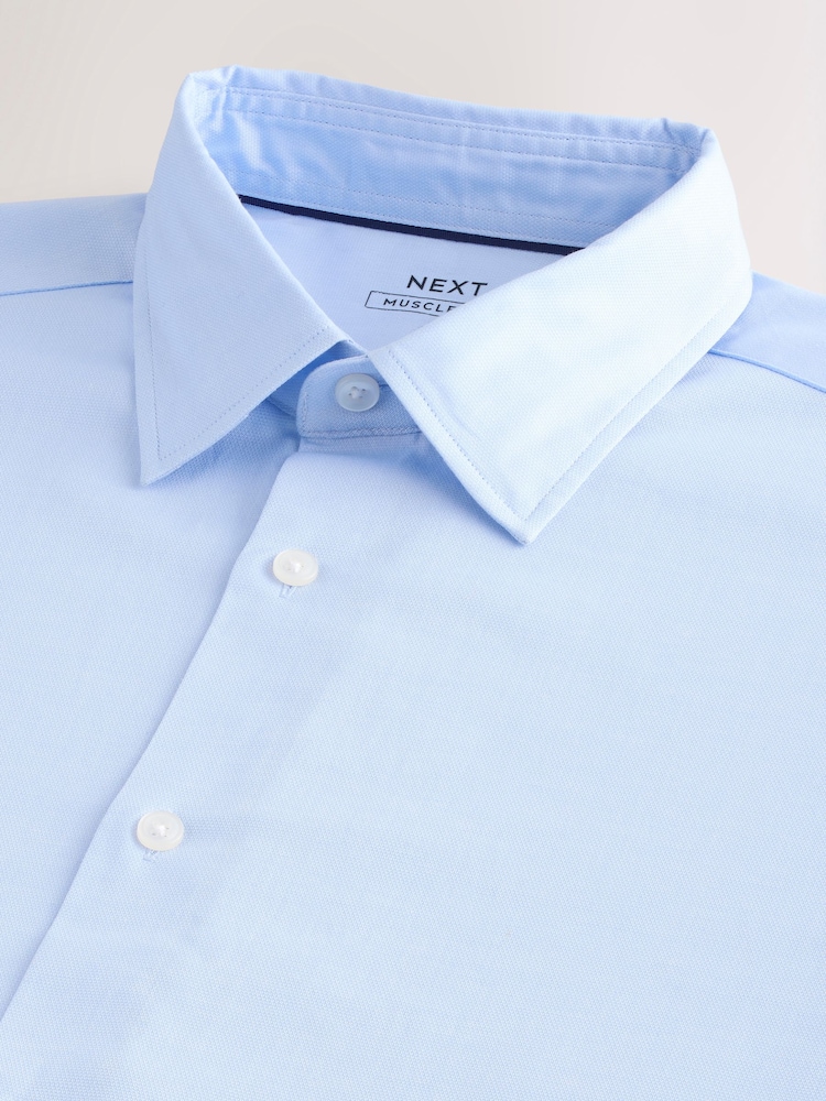 Light Blue Muscle Fit Muscle Fit Textured Shirt - Image 2 of 3