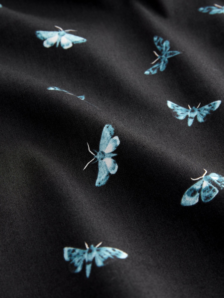 Black Moth Print Regular Fit 100% Cotton Long Sleeves Single Cuff Formal Shirt - Image 7 of 7