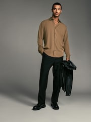 Neutral Brown Regular Fit Long Sleeve Single Cuff Shirt - Image 2 of 8