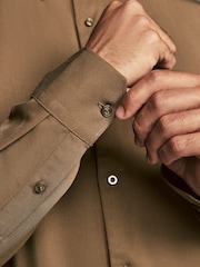 Neutral Brown Regular Fit Long Sleeve Single Cuff Shirt - Image 3 of 8