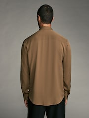 Neutral Brown Regular Fit Long Sleeve Single Cuff Shirt - Image 5 of 8