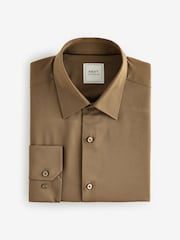 Neutral Brown Regular Fit Long Sleeve Single Cuff Shirt - Image 6 of 8