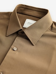 Neutral Brown Regular Fit Long Sleeve Single Cuff Shirt - Image 7 of 8