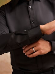 Black Regular Fit EDIT Satin Long Sleeve Shirt - Image 5 of 8