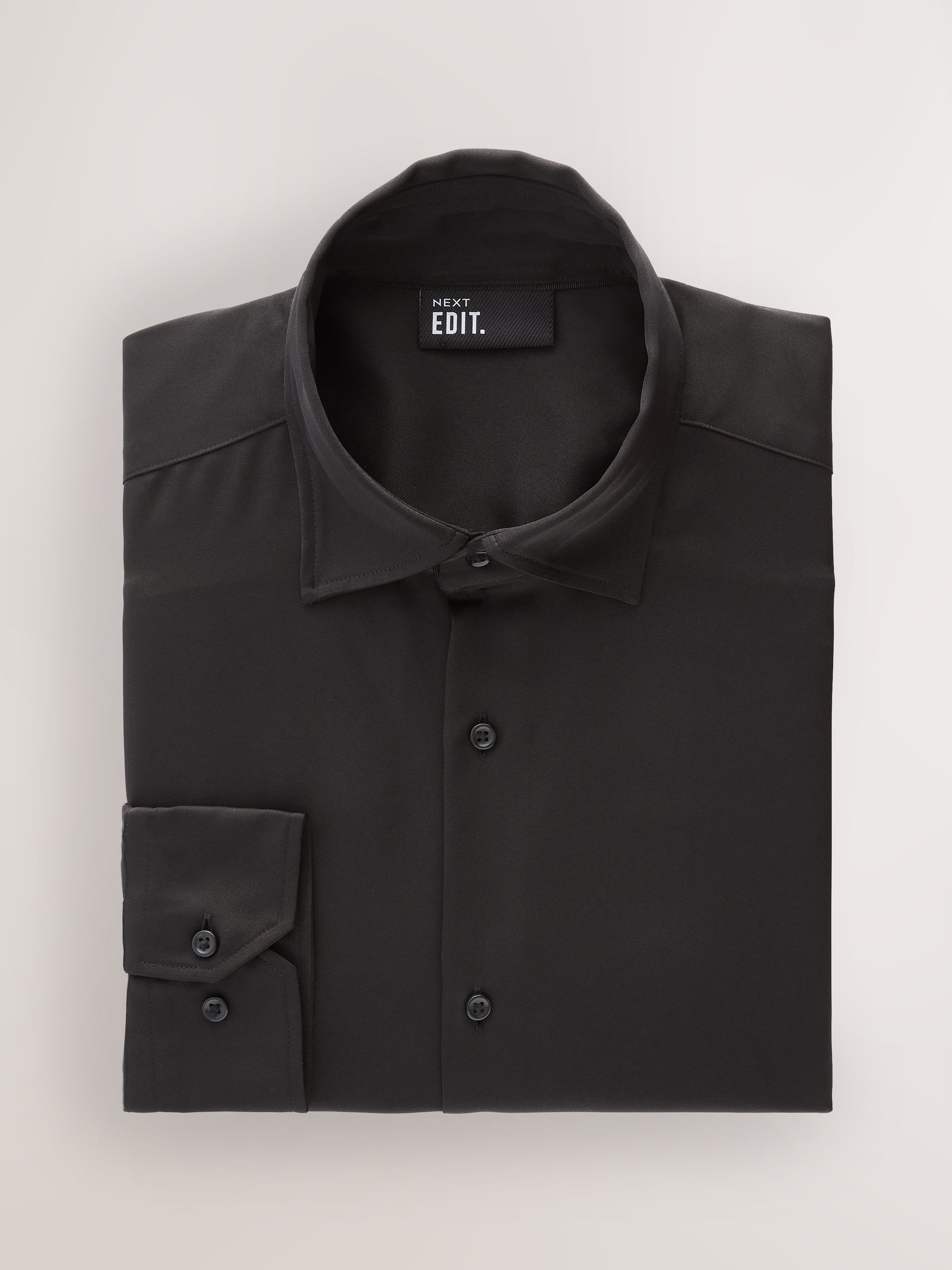 Buy Black Regular Fit Satin Long Sleeve Shirt from Next USA