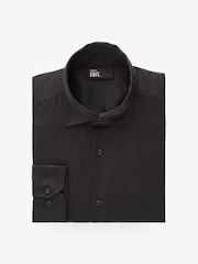 Black Regular Fit EDIT Satin Long Sleeve Shirt - Image 6 of 8