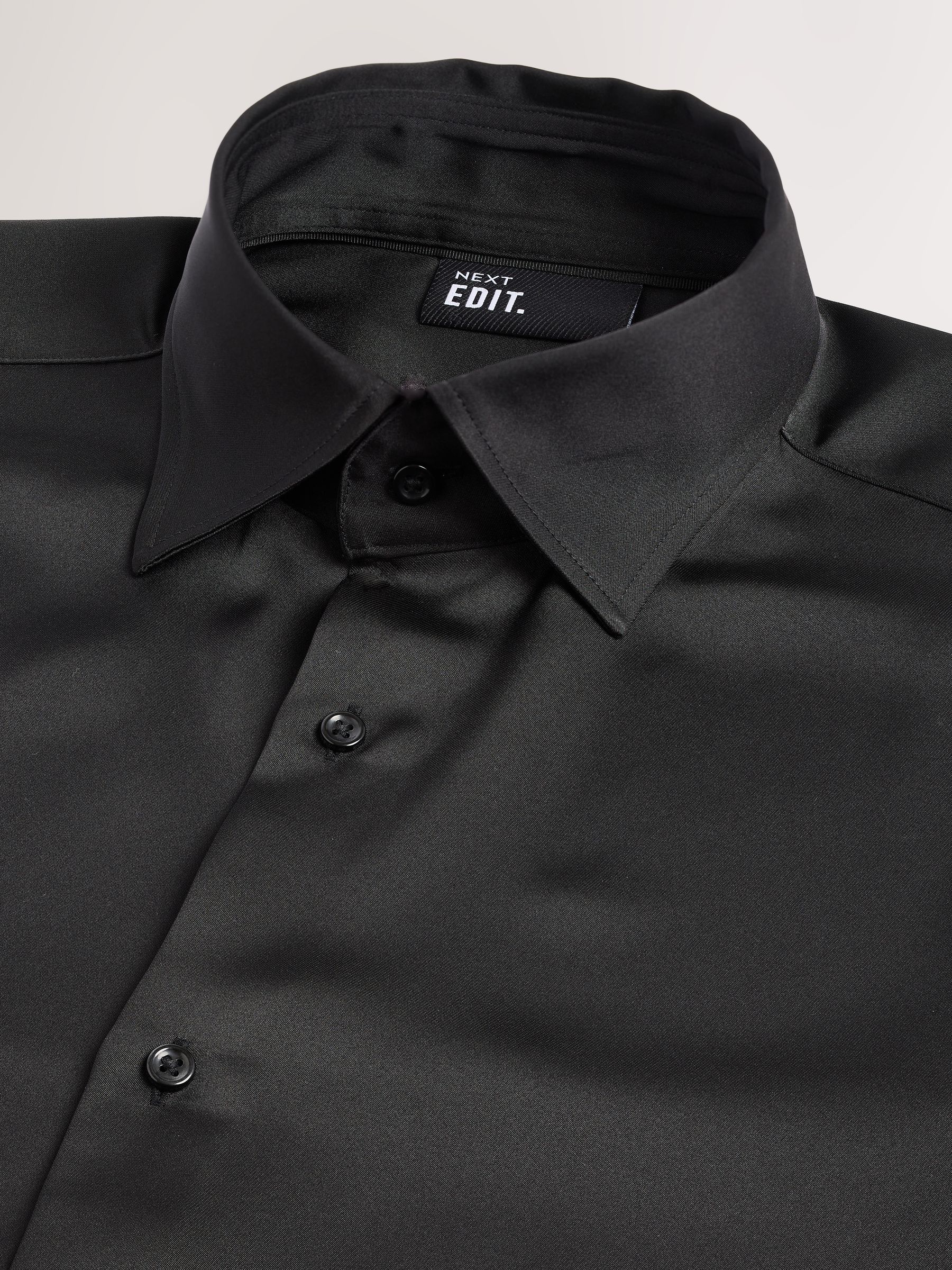 Buy Black Regular Fit Satin Long Sleeve Shirt from Next Romania