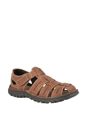 Lotus Brown Leather Fisherman Sandals - Image 1 of 4