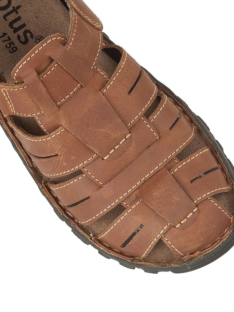 Lotus Brown Leather Fisherman Sandals - Image 4 of 4