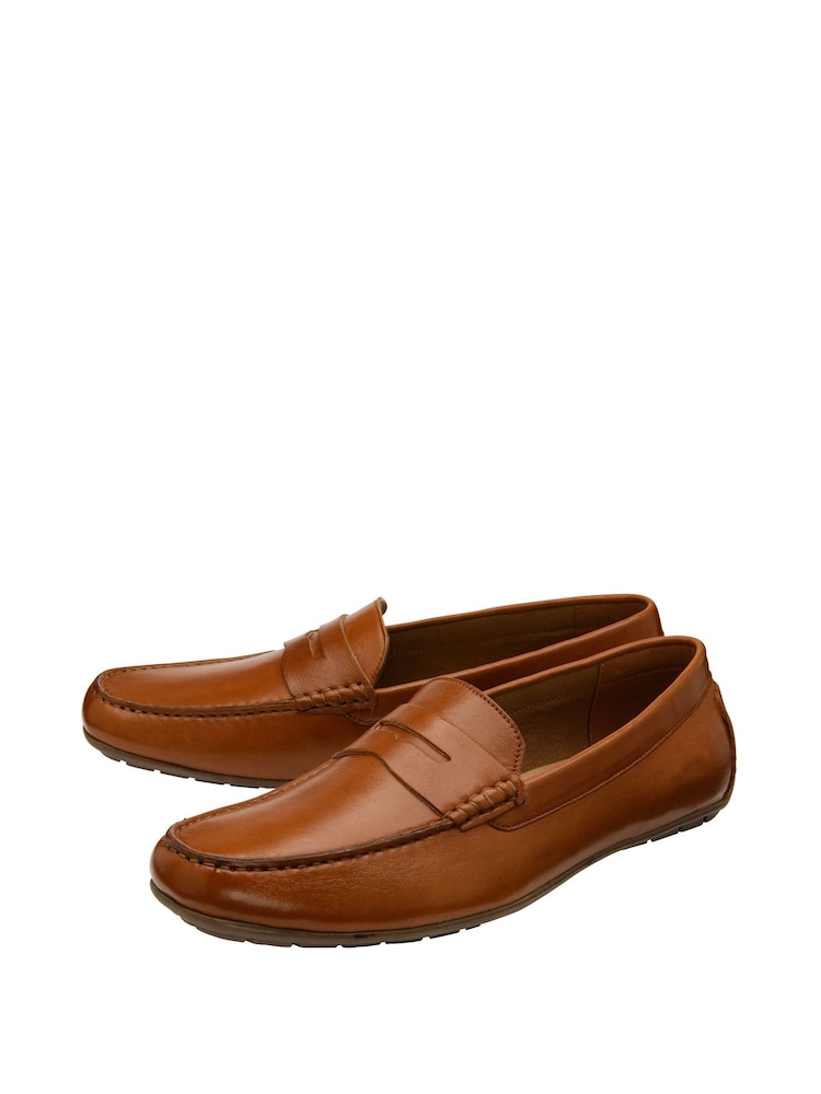 Lotus Brown Leather Loafers - Image 2 of 4