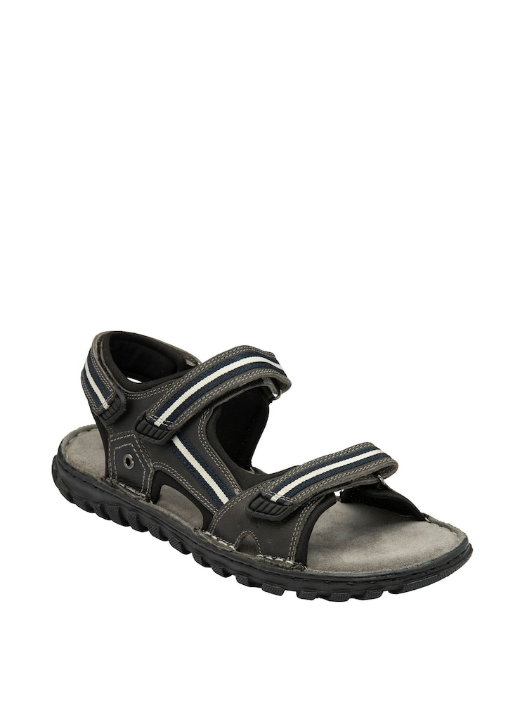 Lotus Grey Leather Open-Toe Sandals - Image 1 of 4