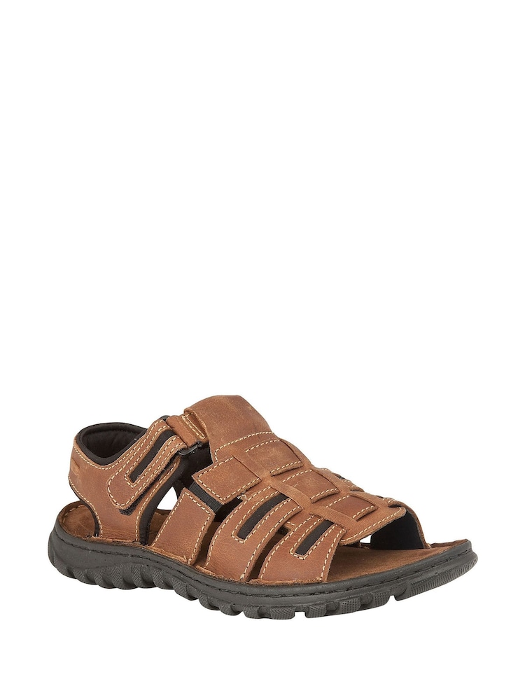 Lotus Light Brown Leather Open-Toe Sandals - Image 1 of 4