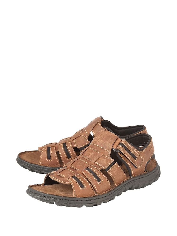 Lotus Light Brown Leather Open-Toe Sandals - Image 2 of 4
