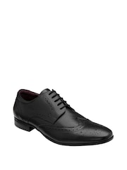 Lotus Jet Black Leather Lace-Up Brogues - Image 1 of 4