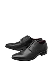 Lotus Jet Black Leather Lace-Up Brogues - Image 2 of 4