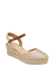 Lotus Pink/Cream Espadrille Wedge Sandals - Image 1 of 4
