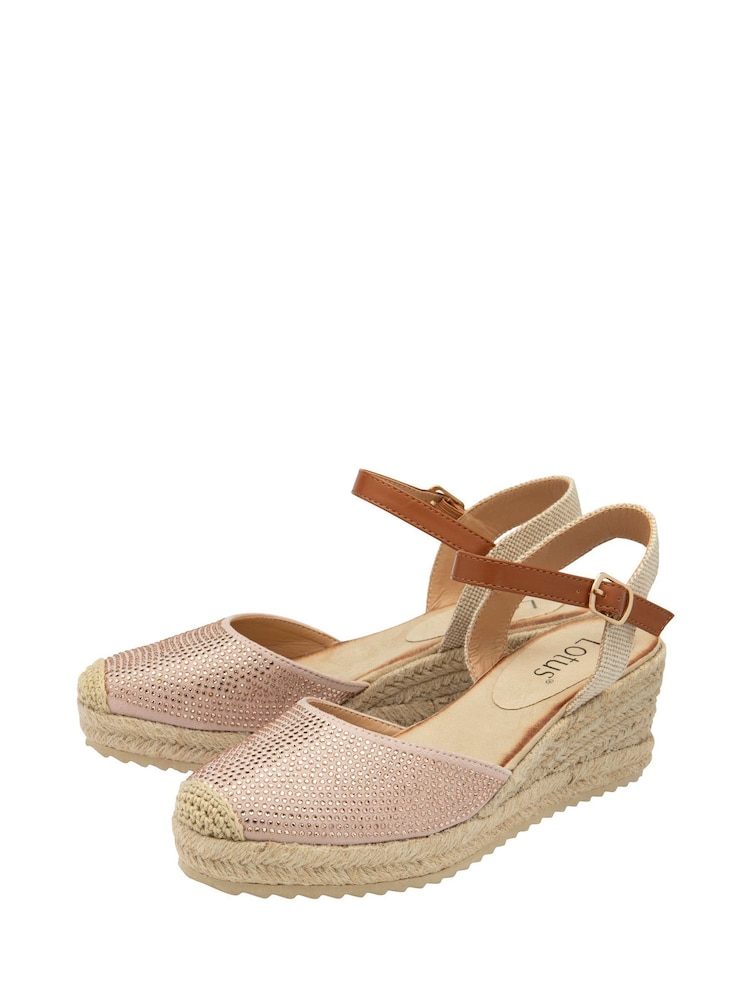 Lotus Pink/Cream Espadrille Wedge Sandals - Image 2 of 4