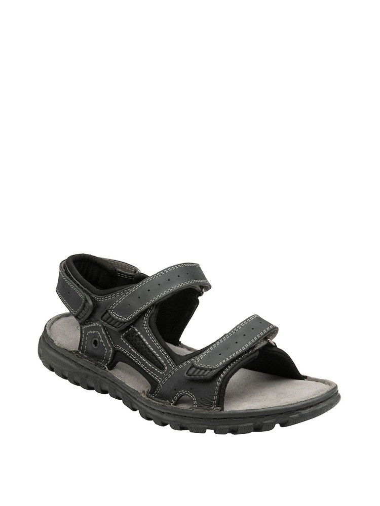 Negro - Sandalias de cuero con puntera abierta de Lotus - Imagen 1 de 4