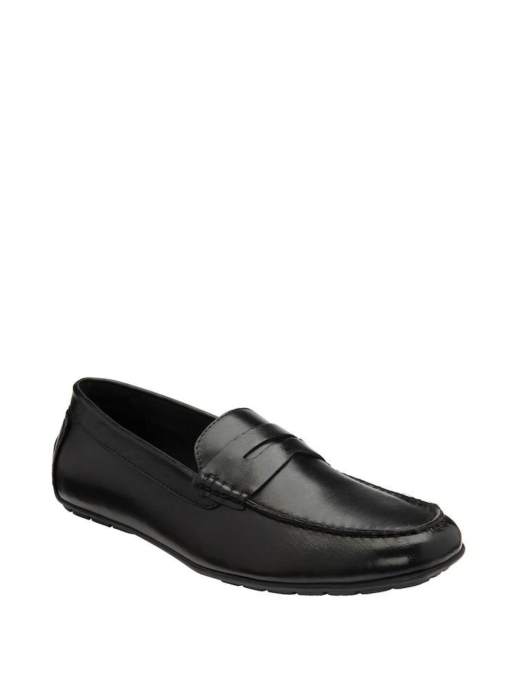 Lotus Black Leather Loafers - Image 1 of 4