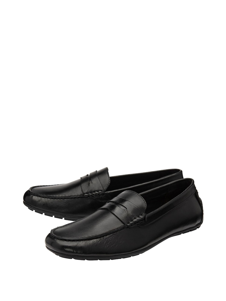 Lotus Black Leather Loafers - Image 2 of 4