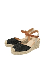 Lotus Black Espadrille Wedge Sandals - Image 2 of 4