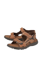 Brown Marrown - Sandalias de cuero con puntera abierta de Lotus - Imagen 2 de 4