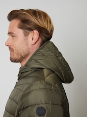 Threadbare Khaki Matte Finish Padded Showerproof Hooded Jacket - Image 4 of 4