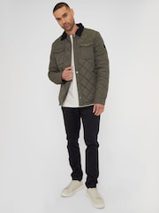 Threadbare Khaki Showerproof Quilted Jacket With Microfleece Lining - Image 3 of 4