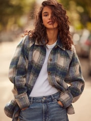 Blue Check Long Sleeve Shacket - Image 1 of 8
