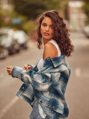 Blue Check Long Sleeve Shacket - Image 2 of 8